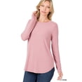 thumbnail image 2 of Zenana Plus Size Relaxed Fit Long Sleeve Round Neck & Hem Jersey Tee Shirt Top, 2 of 3