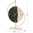 thumbnail image 5 of CosmoLiving by Cosmopolitan 14" Black Wooden Geometric Two-Toned Clock with Wood Accents and Gold Semicircle Frame, 5 of 11
