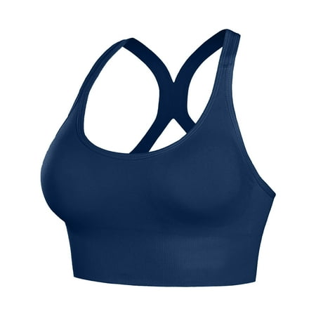 qucoqpe High Impact Sports Bras for Women Sexy Backless Bra Double Back Hooks Adjustable Yoga Bralette Wireless Supportive Workout Crop Top