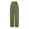thumbnail image 6 of Zylarhe Women's Pants Women's Casual Pleated High Waist Wide Leg Trousers Elastic Belt Straight Joggers Comfortable Solid Sweatpants With Pocket, 6 of 6