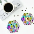 thumbnail image 4 of Lsque Graffiti Pineapples Pattern 4" Drink Coasters Set of 4, PVC Leather Absorbent Coasters, Table Coaster Set Decorative Coffee Cup Coasters Housewarming Gift -Hexagon, 4 of 6