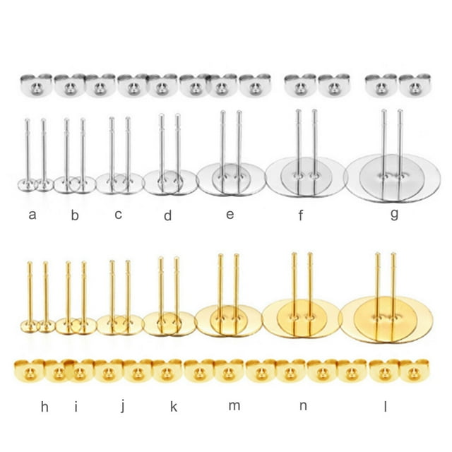 facefd 100 Ensembles Boucle d'Oreille Base en Acier Inoxydable Boucles d'Oreilles Bouchons Connecteur Hypoallergénique DIY Boucle d'Oreille Ronde Accessoire Femmes Adultes Couleur Acier / 3mm
