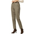 thumbnail image 4 of DARING DIVA Women's Tartan Plaid Pants Elastic Waist Straight Trousers XL Camel, 4 of 6