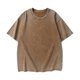 thumbnail image 1 of Jersey Elvqul Caballero Algodón Liso Casuales Marrón Manga Corta Cuello Redondo, 1 of 3