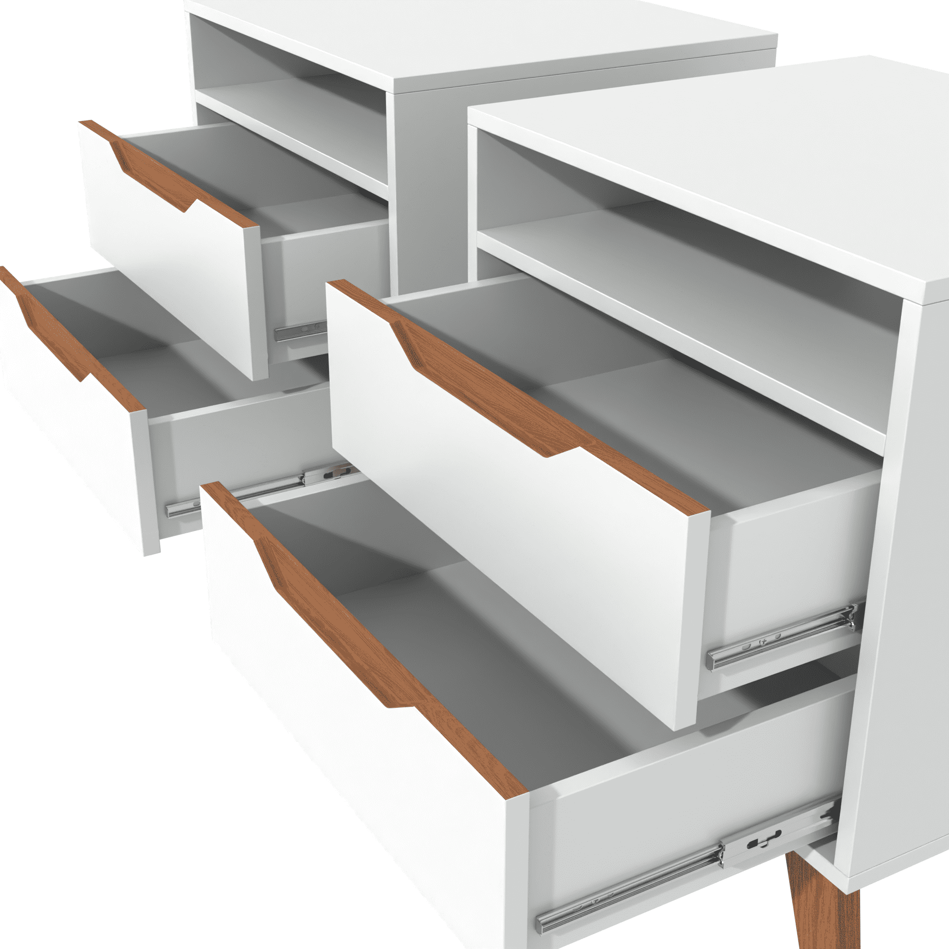 Kappesberg Paris 2-Piece Nightstand Set with 2 Drawers Open Shelf and Built-in Handles White – Modern Bedroom Storage