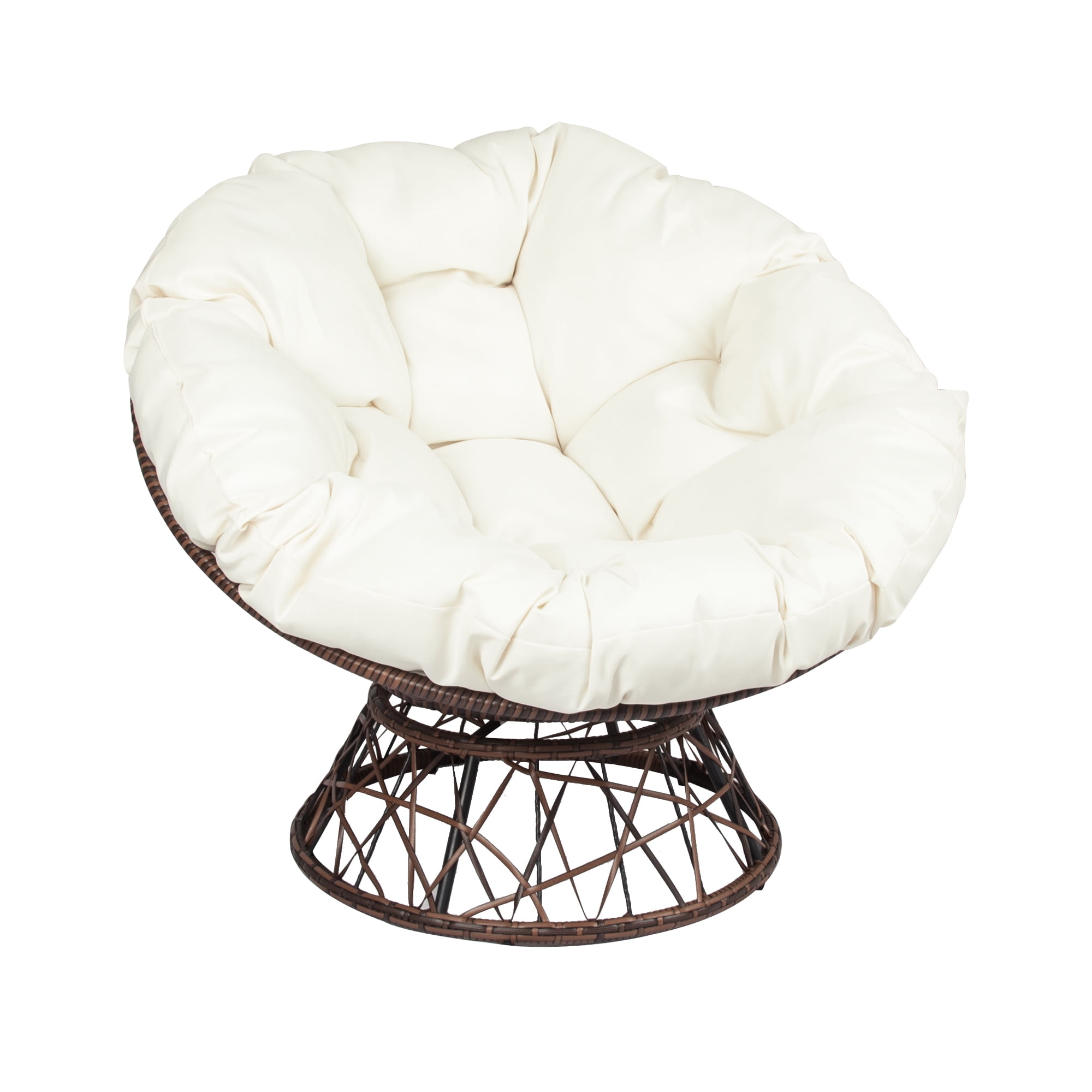 Outdoor Wicker Swivel ChairDark Brown/Beige