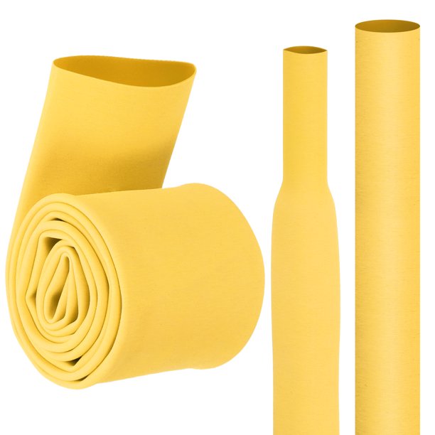 1 paquete de tubo termorretráctil de 3.3 pies y 1.38" de diámetro para cañas de pescar, 35 mm, envoltura de agarre impermeable antideslizante para deportes y fitness, amarillo mate