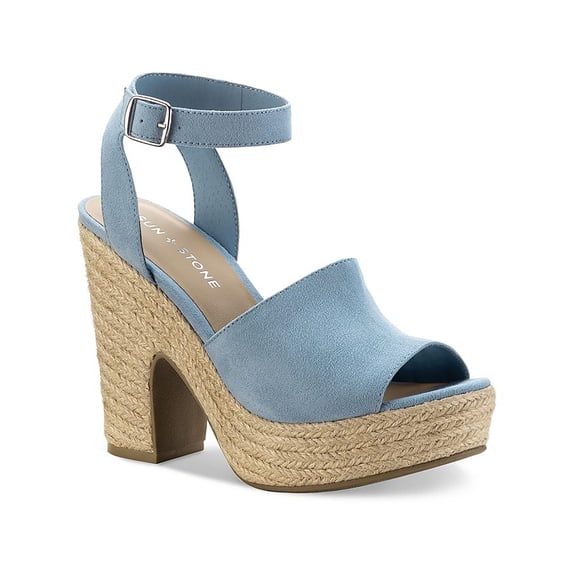 Sun Stone Womens Fey Buckle Block Heel Platform Sandals