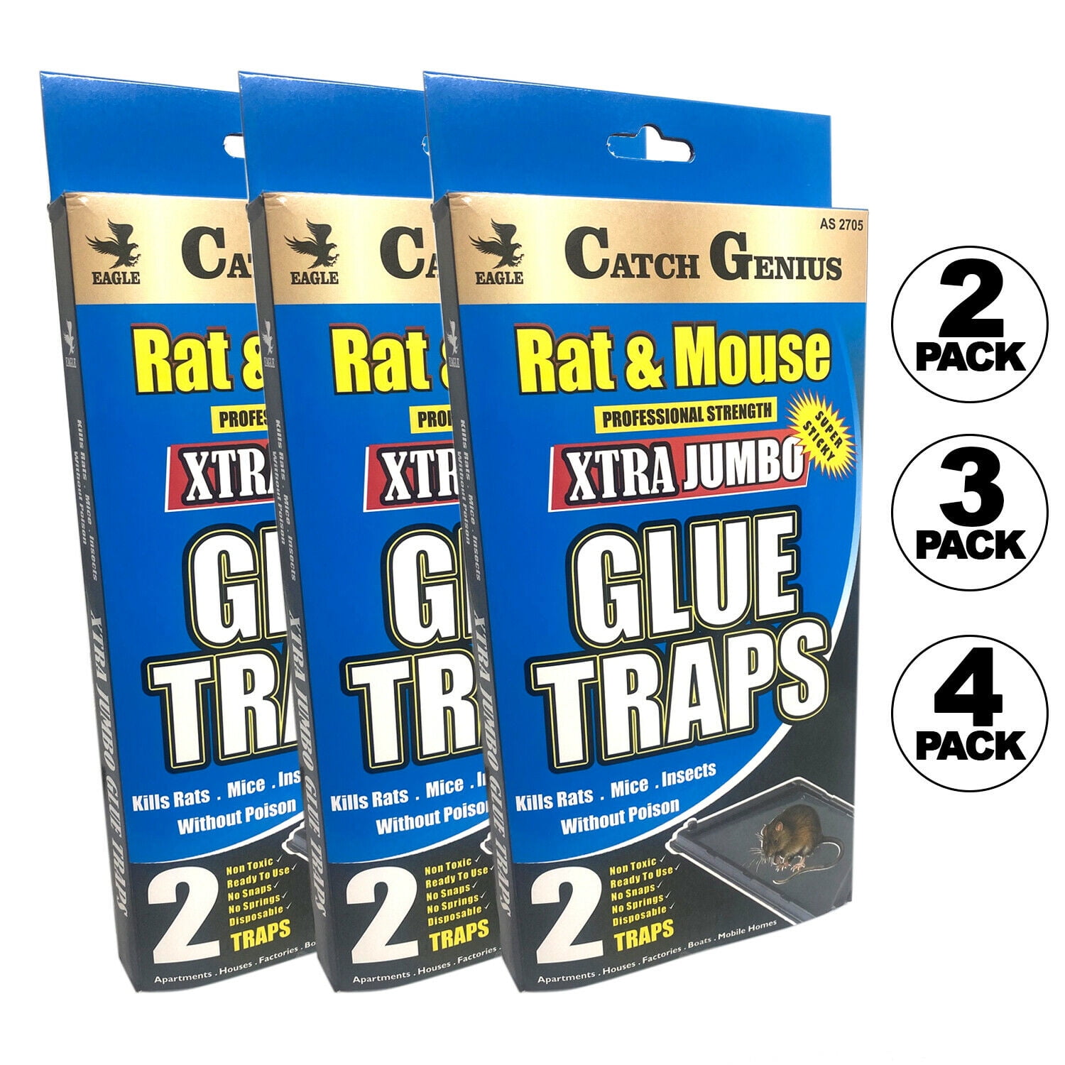 JUMBO MOUSE TRAP Sticky Glue RAT MICE Boards Baited 2TRAP/PCK FAST SHIPPING 