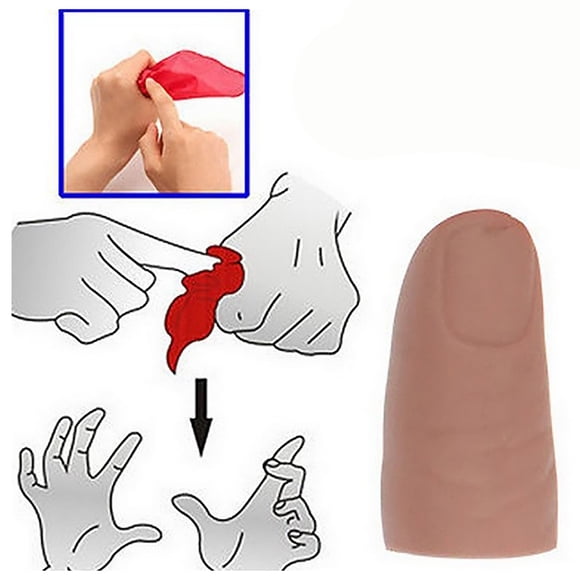 Magic Thumb Tip Trick Prop – Soft Plastic Vanishing Silk Kit for Stage & Close-Up Illusions (Includes Red Silk)