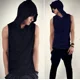 thumbnail image 4 of Cálida Playera Camiseta Sin Manga Con Capucha Moda Juvenil, 4 of 7