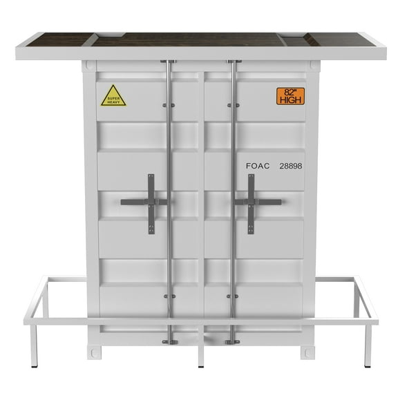 Furniture of America Locust Metal Bar Table with LED Light, White