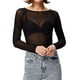thumbnail image 4 of Women See-through Long Sleeve Seamless Arm Shaper Top Mesh Shirt Blouse, 4 of 4