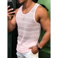 thumbnail image 5 of Men See Through Vest Crewneck Sleeveless Tank Tops Shirts Pink XXXL, 5 of 7