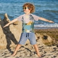 thumbnail image 3 of FORMRS Boys Rash Guard Short Sleeves Swim Shirt Quick Dry UPF 50+ Sun Protection, Sizes 3-12T, Boho Style Sun, 3 of 6