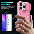 thumbnail image 2 of Allytechgroup Magnetic For iPhone 15 Pro Max Case with Ring, [1x Screen Protector] [Slide Camera Cover] Military Grade Drop Protection Back Cover For iPhone 15 Pro Max, Pink, 2 of 10