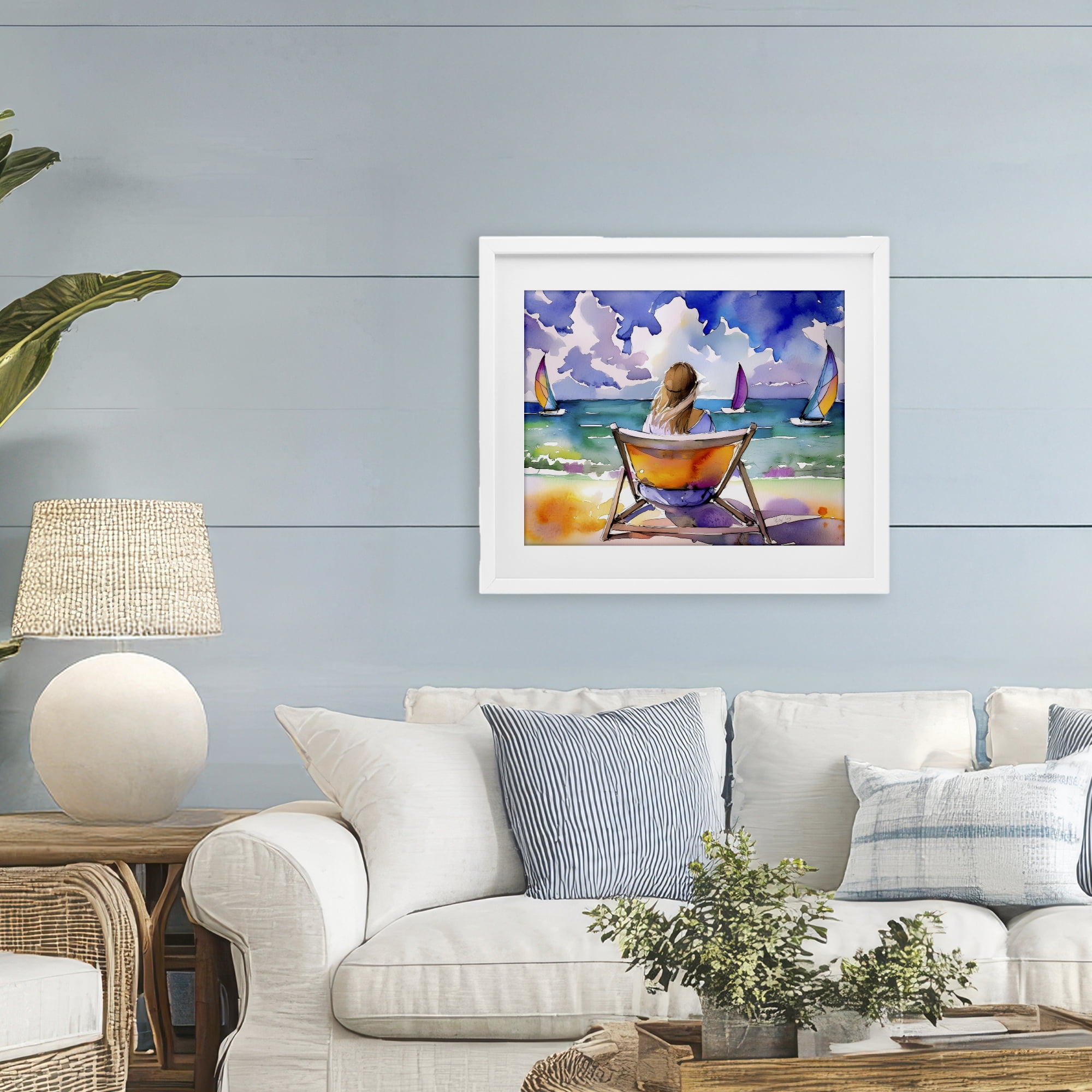 Stupell Industries Front Row to Paradise White Framed Print Under Glass, design by Shelly Craig