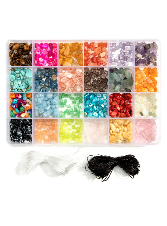 Gemstone Bead Jewelry Making Kit, Gemstone Chips and Beads with Cording, 850+ Pieces