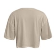 thumbnail image 5 of Women's Crew Neck Cropped T Shirts Short Sleeve Loose Shoulder Crop Tee Tops Shirt Juniors Tan Raglan Shirt Women Sleeve T Tee Shirts Girls Long Sleeved Shirt Oversized Tees for Women Big Shirt Summer, 5 of 5