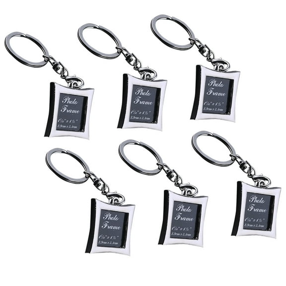 DEEPCRAFF 6-Pack Metal Photo Picture Keychains, Key Holders for Small Events and Special Occasions