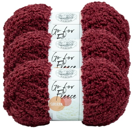 UPC: 0842093130536 | Lion Brand Yarn Go for Fleece Sherpa Merlot Super Soft Sherpa Jumbo Polyester Red Yarn 3 Pack
