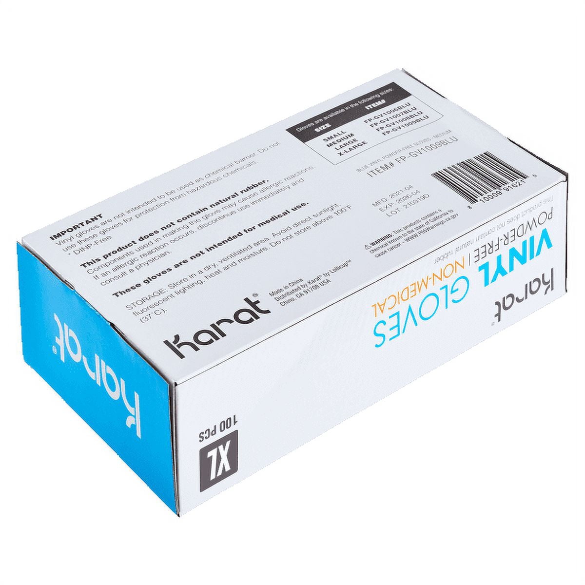 [1,000 ct] Karat Vinyl Gloves, Powder-Free, Blue, Extra Large