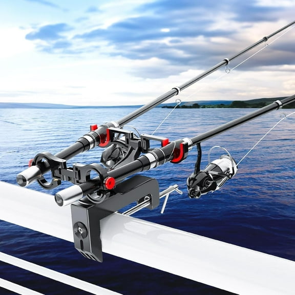 Dual Head 360 Adjustable Fishing Rod Holders for Boat - Strong  Clamp-on Gear