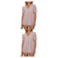 thumbnail image 2 of Qarigey Blusa de manga corta para mujer, camisa informal bordada, vacaciones en la playa, compras, banquete de negocios, Top de verano, Type1 NO1, 2 of 6