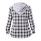 thumbnail image 2 of Camisa con capucha a cuadros de bloque de color talla grande Rosegal  de una pieza, 2 of 5