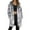 Grey, variant on Womens Jacket Longline Jackets Christmas Print Winter Cozy Lined Full Zip Outerwear for Cold Weather Womens Trench Coat Black XXL