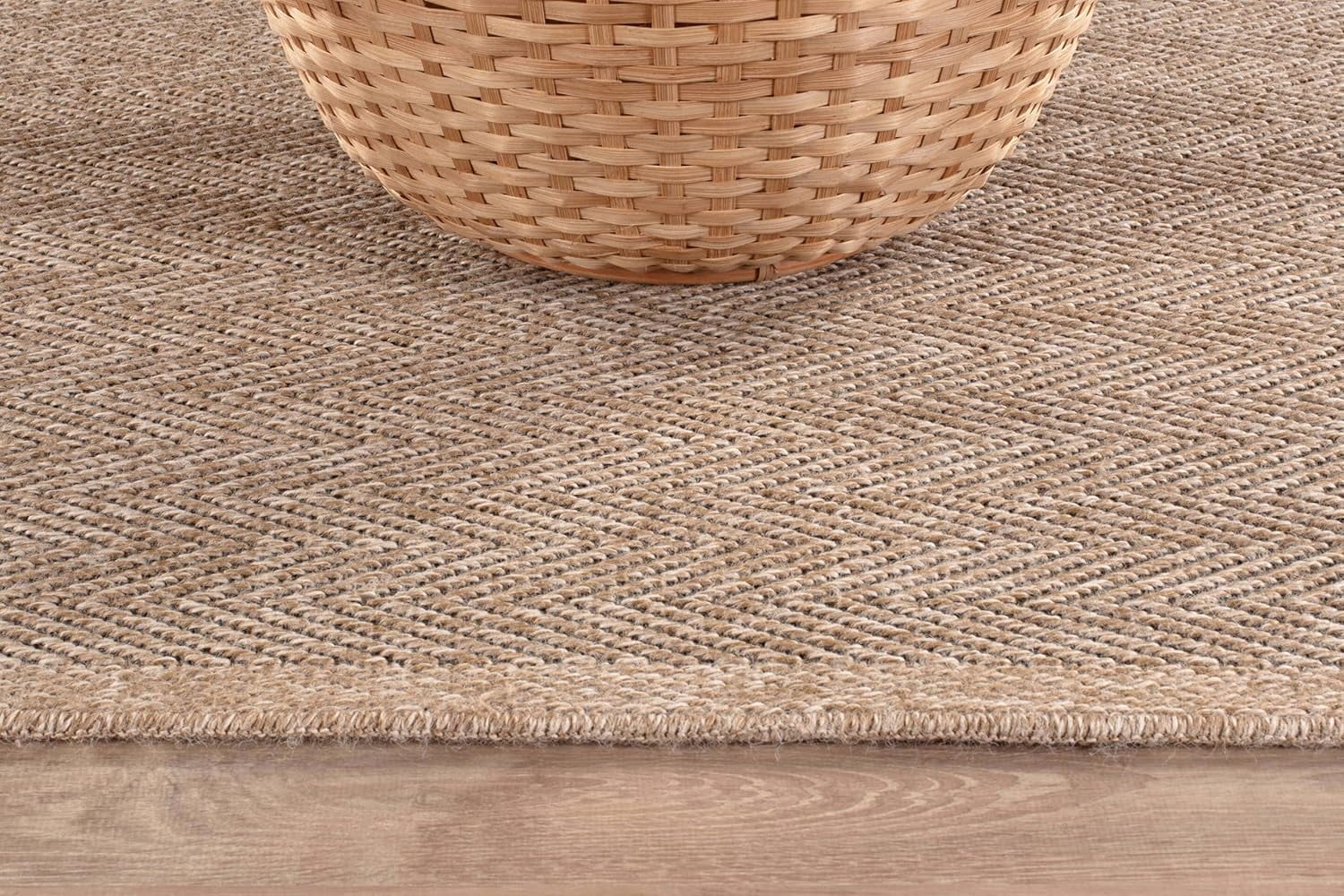 CAMILSON Easy Jute Rug Indoor Outdoor Farmhouse Area Rugs Herringbone-Natural 9x12