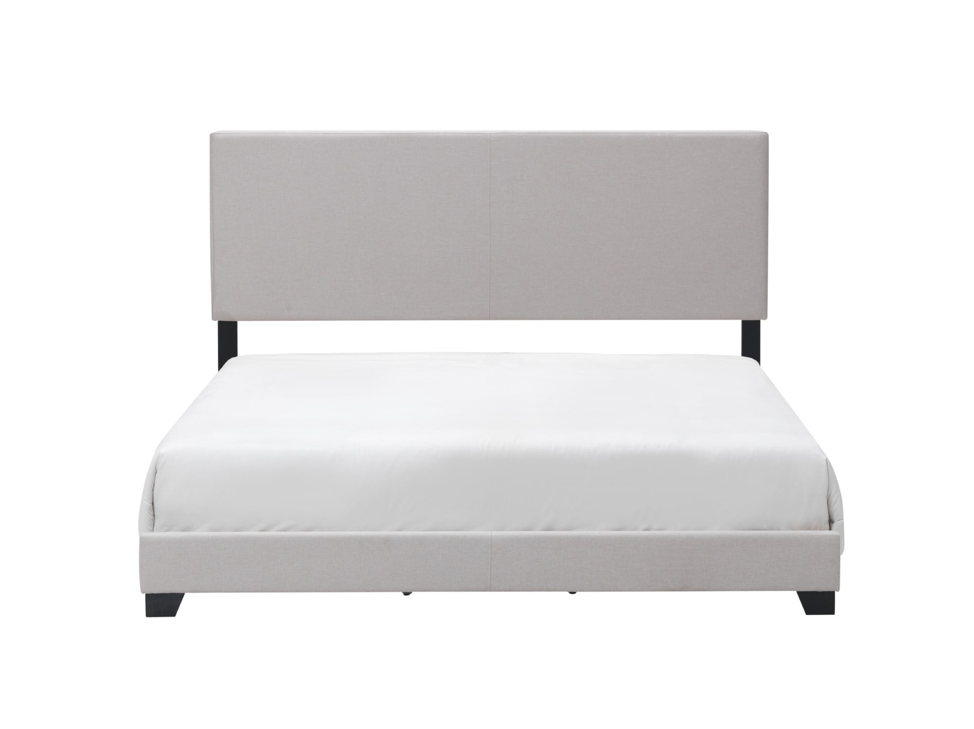 Home Design Evon King Linen Upholstered Bed Frame with Foam Padding and Polyester Upholstery, Warm Gray, Easy assembly
