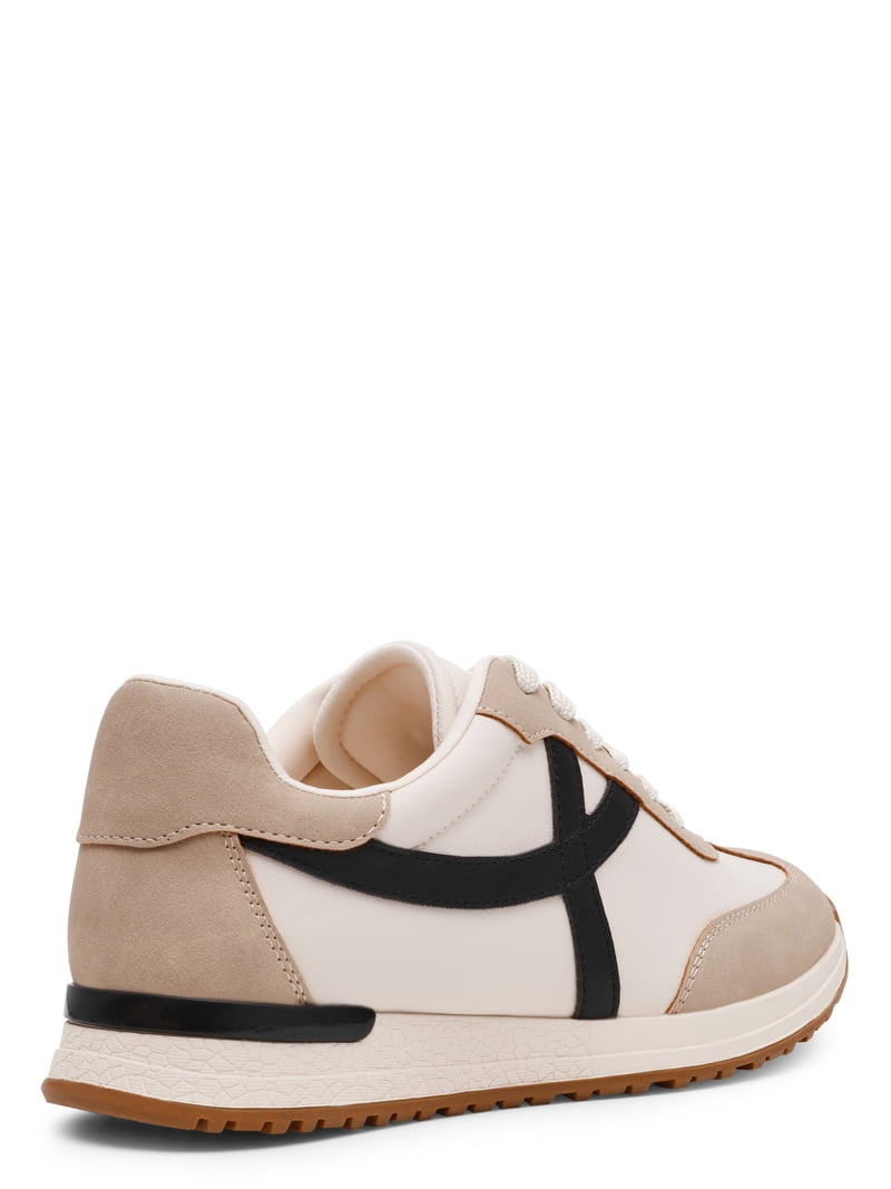 Beige Lace-Up Sneakers with Black Accents Jildor Queen Sneaker Beige main image 3
