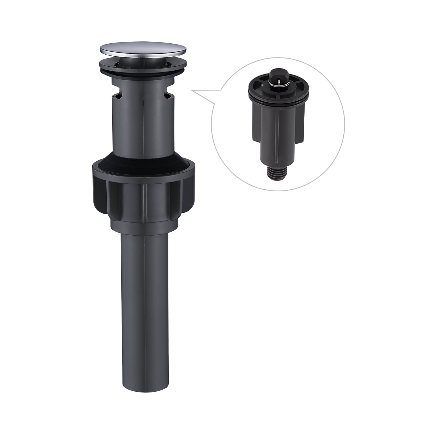 Push and Seal Pop Up Drain Stopper with Overflow for Bathroom Sink