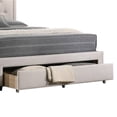 thumbnail image 3 of Buk Upholstered Tufted Full Bed with Storage, Nailhead Trim, Ivory Burlap - Saltoro Sherpi, 3 of 5