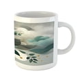 thumbnail image 3 of Ambesonne Eucalyptus Leaves Ceramic Coffee Mug, Waves and Leafs, 11 oz, Dark Sea Green Grey Teal, 3 of 4