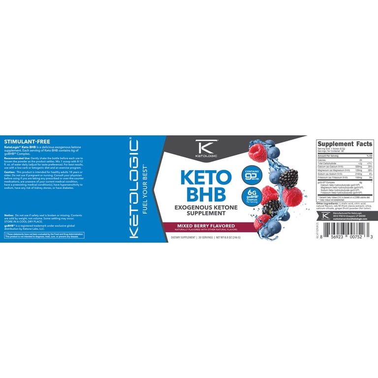 KetoLogic, Keto BHB, 30 Servings, Mixed Berry Flavor - Walmart.com