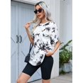 thumbnail image 3 of Camiseta SOLY HUX para mujer, teñida anudada, manga corta, cuello redondo, 3 of 5