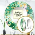 thumbnail image 3 of Designart "Rhythmic Waters in Green and Gold III" Modern Green Large Round Mirror - Round Mirror Wall Décor - Glam Round Printed Mirror 29" x 29" Inch, 3 of 5
