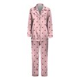thumbnail image 4 of Aoiroe Womens Loungewear Set Valentines Pajamas For Women Casual Outfits For Women Satin Pajamas Pj Sets For Women Womens Matching Sets Button-Down Satin Pajamas Sleepwear Soft Pajama Set Pink L, 4 of 4