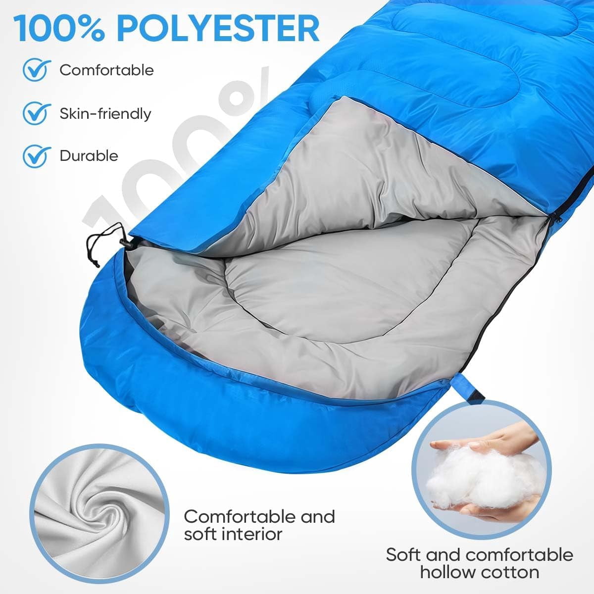 Sleeping Bags Portable Waterproof Camping Bag for Adults Kids 4 Seasons Cold Weather or Warm Backpacking Hiking Travel Indoor Outdoor Use