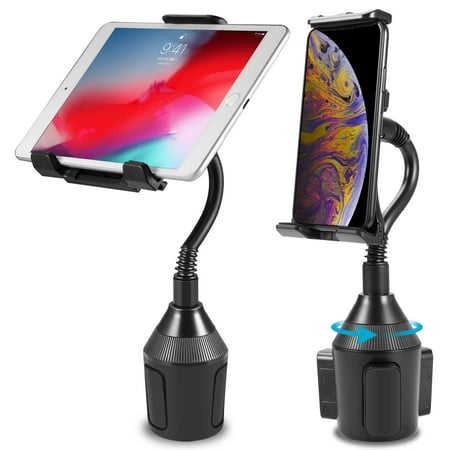 LUXMO Car Cup Holder Mount for iPad Phone 360 degrees Rotatable Cup Holder for Apple iPhone iPad Pro Air Mini, Samsung Galaxy Tab, All Smartphones & 7