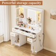 thumbnail image 4 of NUNU LAB 42 Inchs Large Vanity Desk with Mirror and Lights with 6 Drawers and 4 Cabinets, Big Women Makeup Table with Power Outlet, 3-Color Adjustable Lighting for Bedroom White, 4 of 14