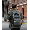 thumbnail image 2 of MOYYI Waterproof Faux Leather Laptop Backpack for Men, Fits 15.6-Inch Laptop, Black, 2 of 9