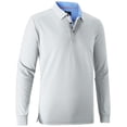thumbnail image 3 of SPEEDRUN Men's Golf Polo Shirts Casual Business Long Sleeve Polo Shirt for Men Moisture Wicking Dry Quickly Cationic Tennis Golf T-Shirts Light Gray 2XL, 3 of 7
