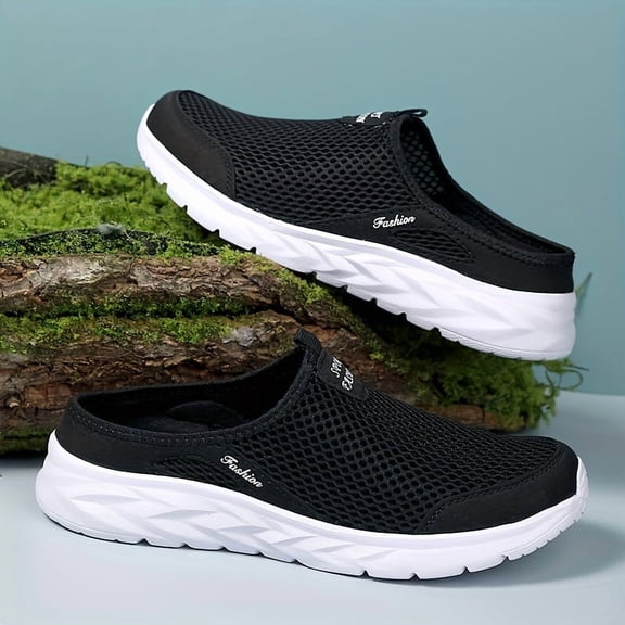Men's Casual Sports Shoes, with Hollow Mesh Breathable Design Large Size Ultra-Light Fashionable Half-Loafers