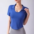 thumbnail image 2 of BLVB Workout Crop Tops for Women Collared Short Sleeve Slim Fitted Yoga Gym Fitness Summer Tee Shirts, 2 of 3