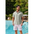 thumbnail image 3 of COOFANDY Mens Linen Shirt Short Sleeve Button Down Shirts Casual Dress Shirts for Men, 3 of 6