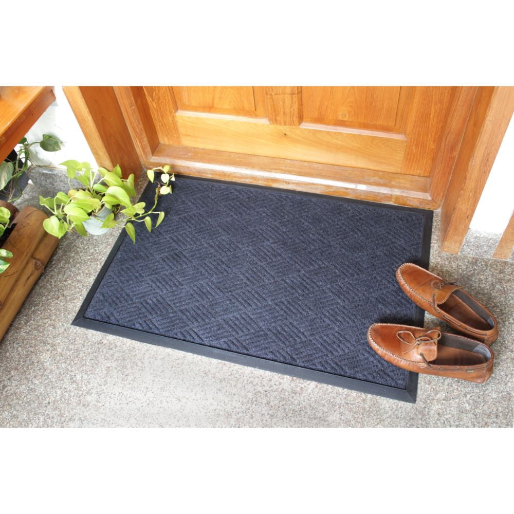 RugSmith Moulded Cobalt Rubber Poly Outdoor Doormat, 24" x 36"