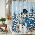 thumbnail image 2 of Blue Snowman Shower Curtain, 66" x 72", Christmas Tree Winter Snowflake Light Blue Waterproof Bathroom Curtain Washable Shower Curtain Set with 12 Hooks, 2 of 6